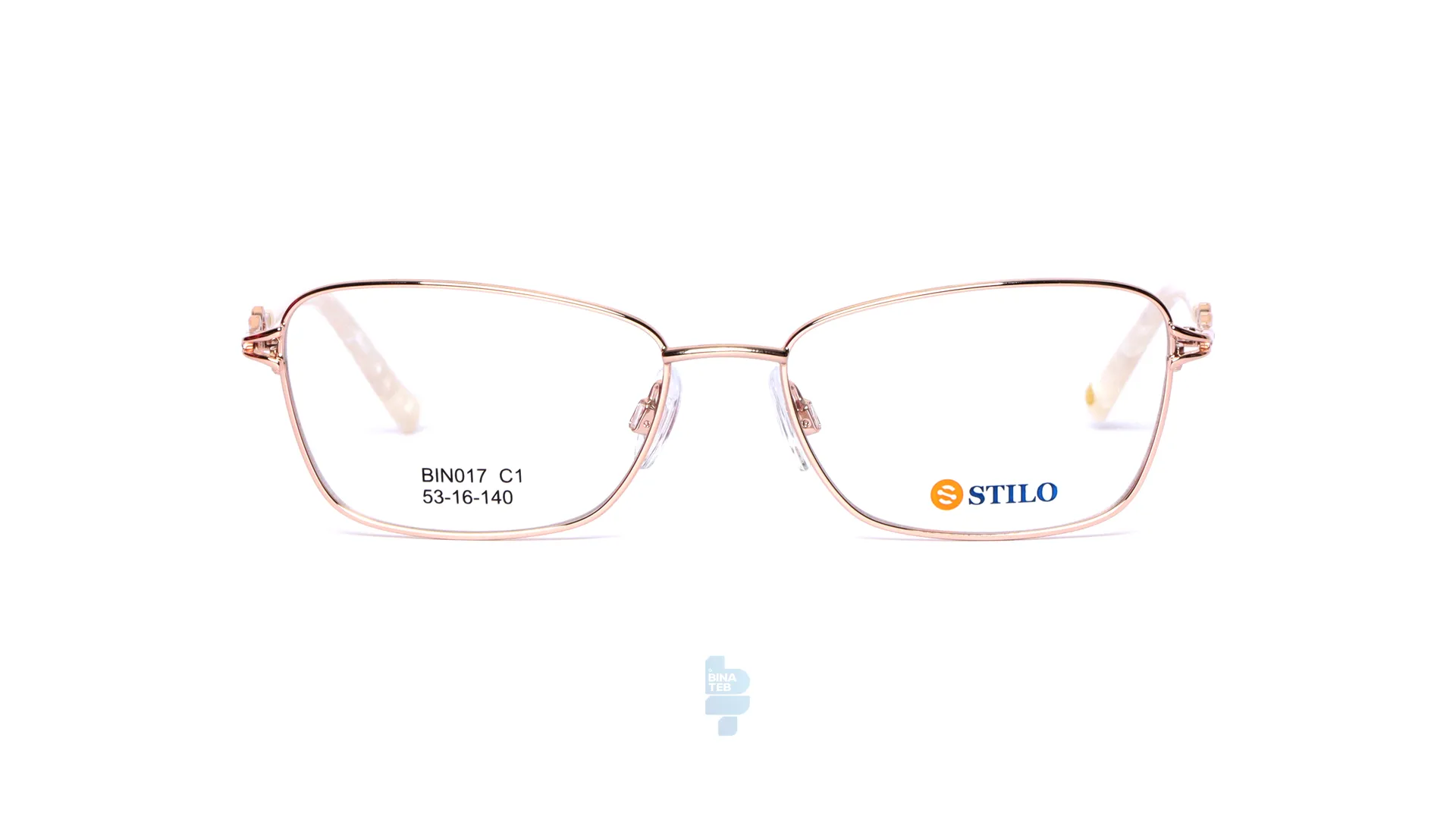 فریم عینک طبی STILO زنانه با شکل گوشه دار به رنگ طلایی و کد ST-017