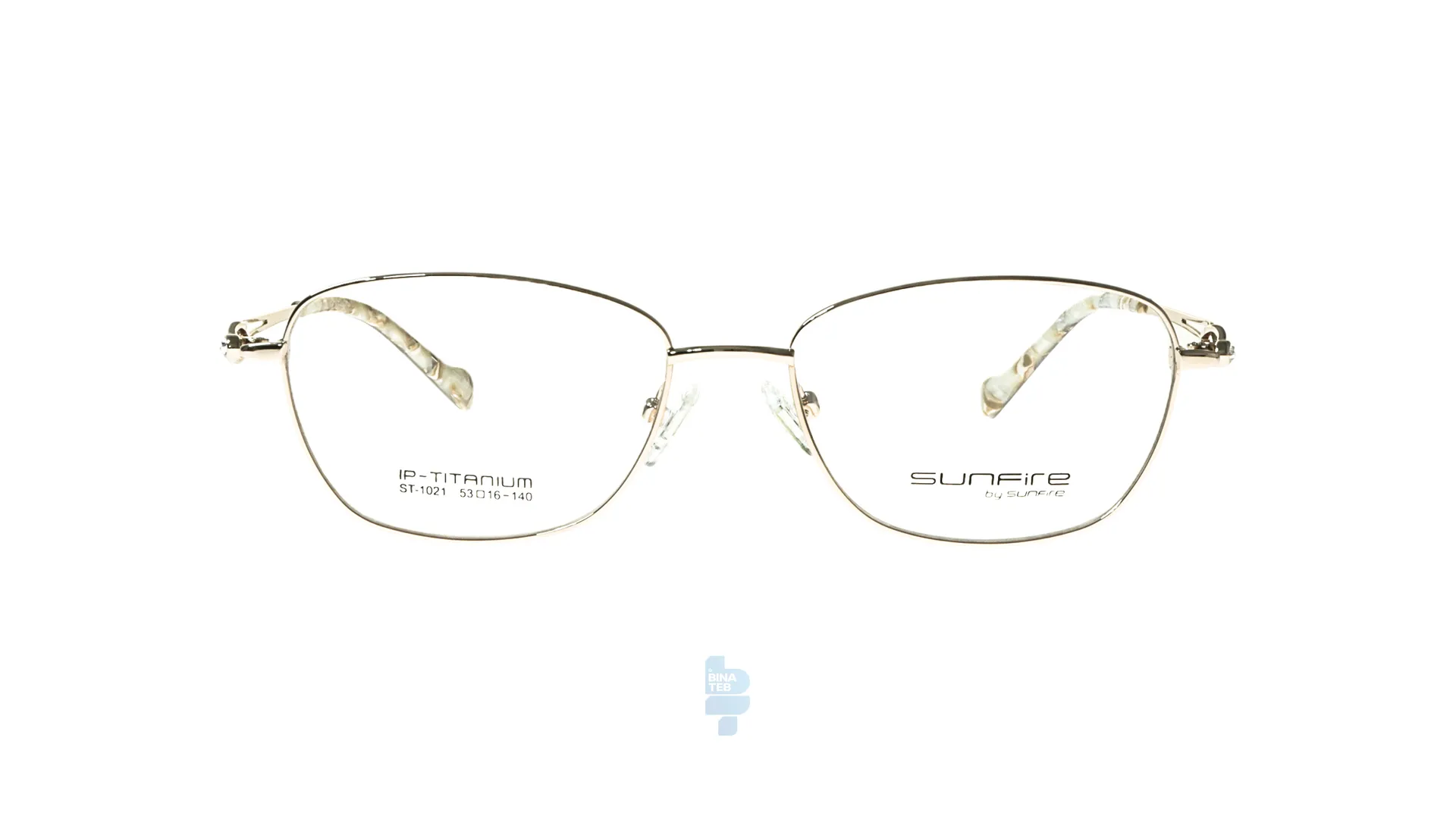 فریم عینک طبی Sun fire زنانه با شکل مستطیل به رنگ طلایی و کد SF-1021