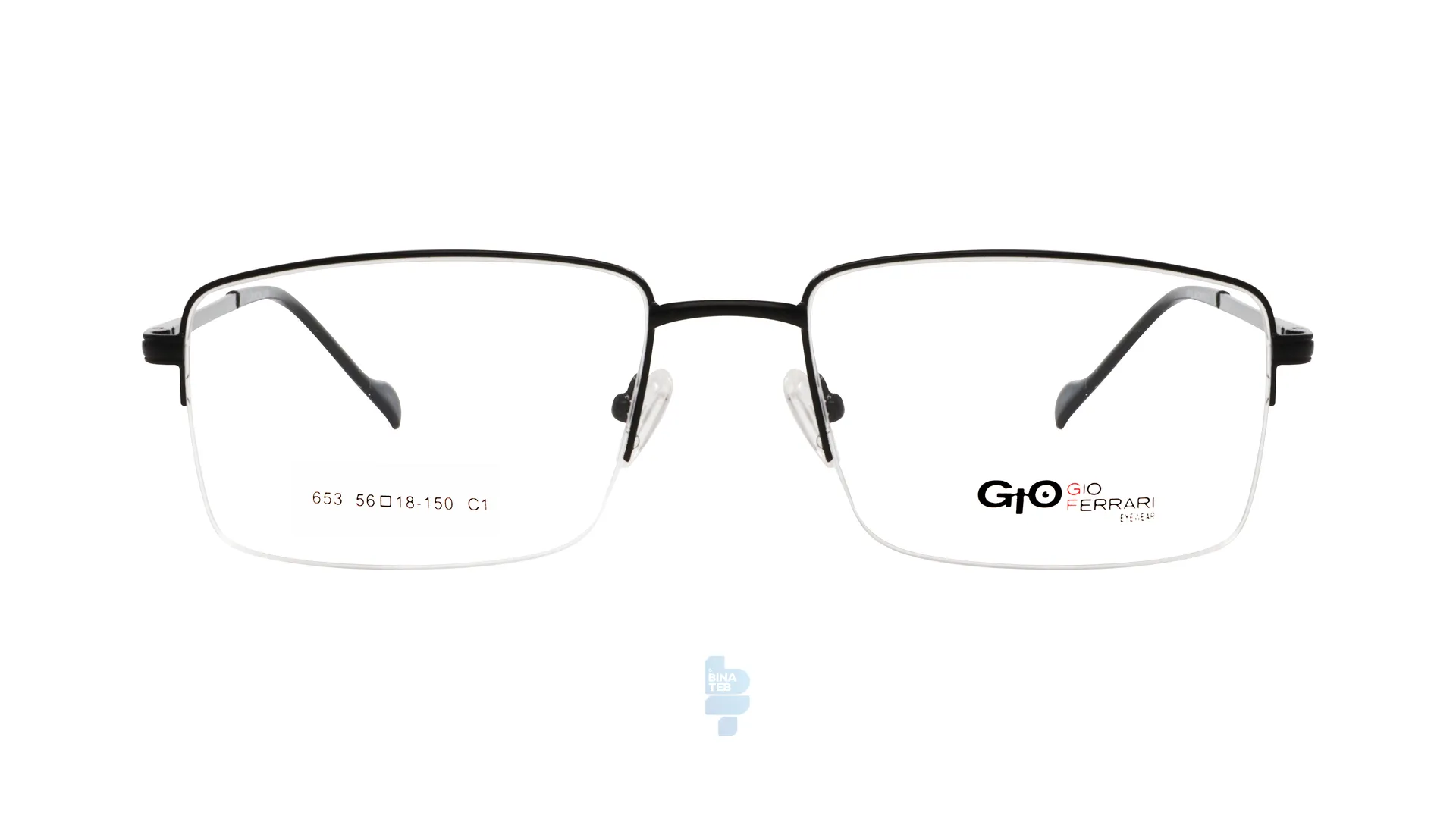 11598-1 فریم عینک طبی Gioferrari مردانه با شکل مستطیل به رنگ مشکی و کد G-IP653