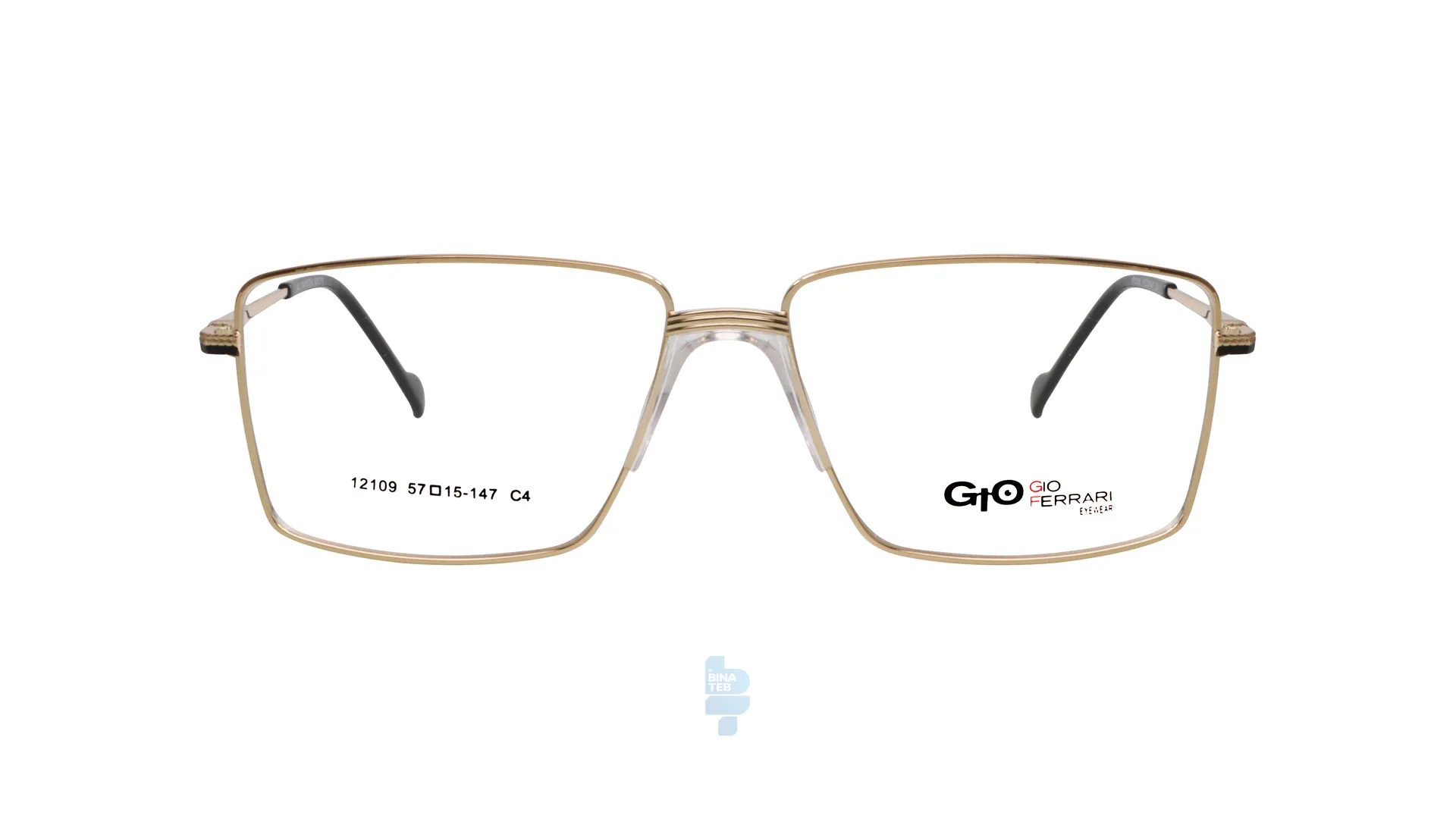 11617-1 فریم عینک طبی Gioferrari مردانه با شکل مستطیل به رنگ طلایی و کد G-IP12109