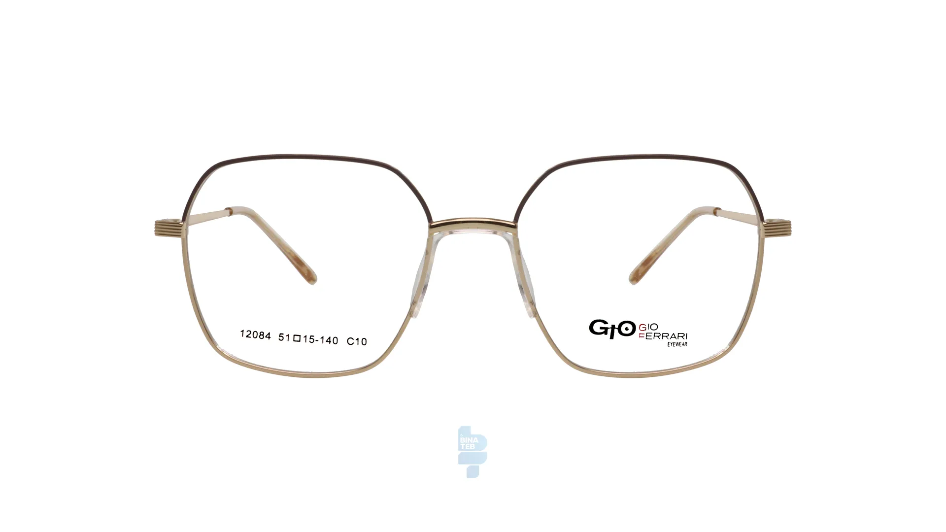 11667-1 فریم عینک طبی Gioferrari مردانه با شکل چند ضلعی به رنگ طلایی و کد G-IP12084