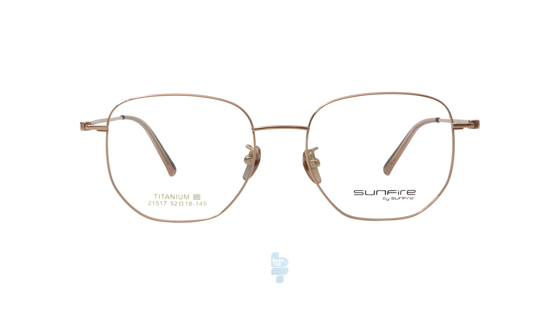 11781-1 فریم عینک طبی Sun fire مردانه با شکل مستطیل به رنگ طلایی و کد SF-21517