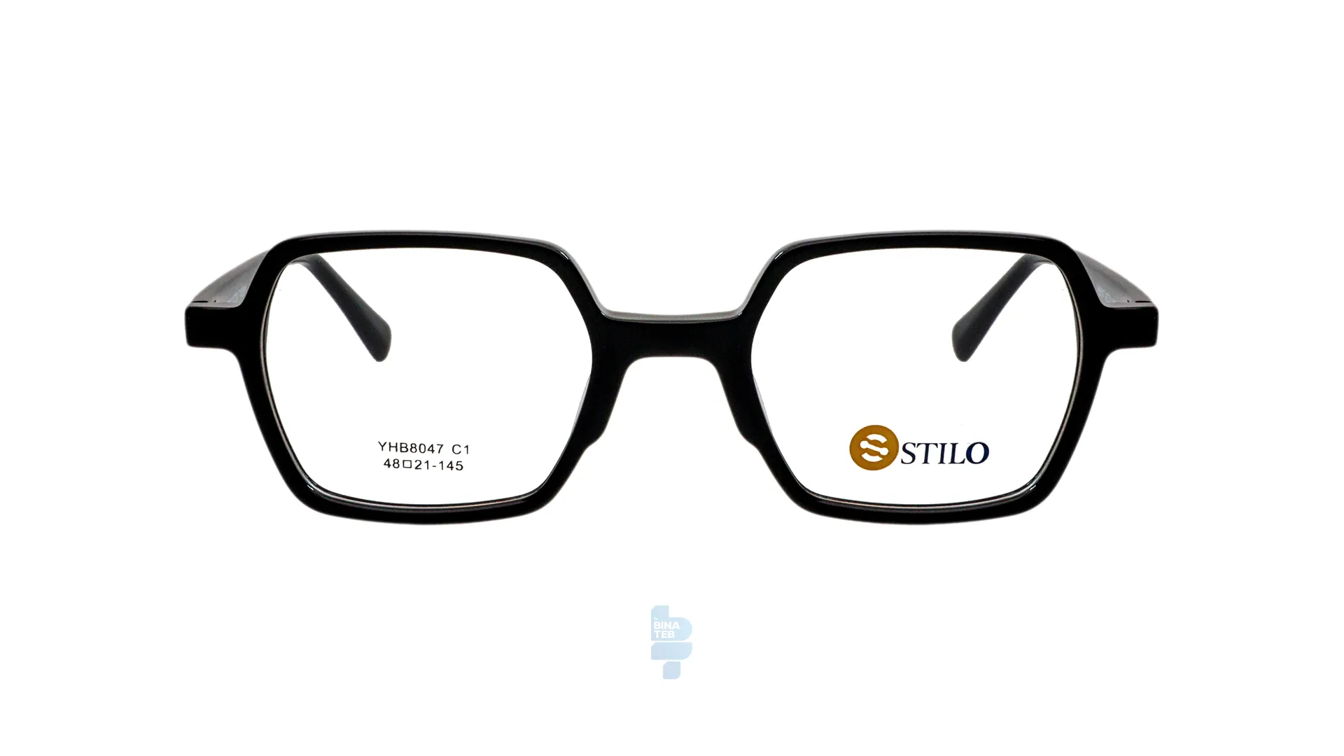 11898-1 فریم عینک طبی STILO مردانه با شکل چند ضلعی به رنگ مشکی و کد ST-YHB8047