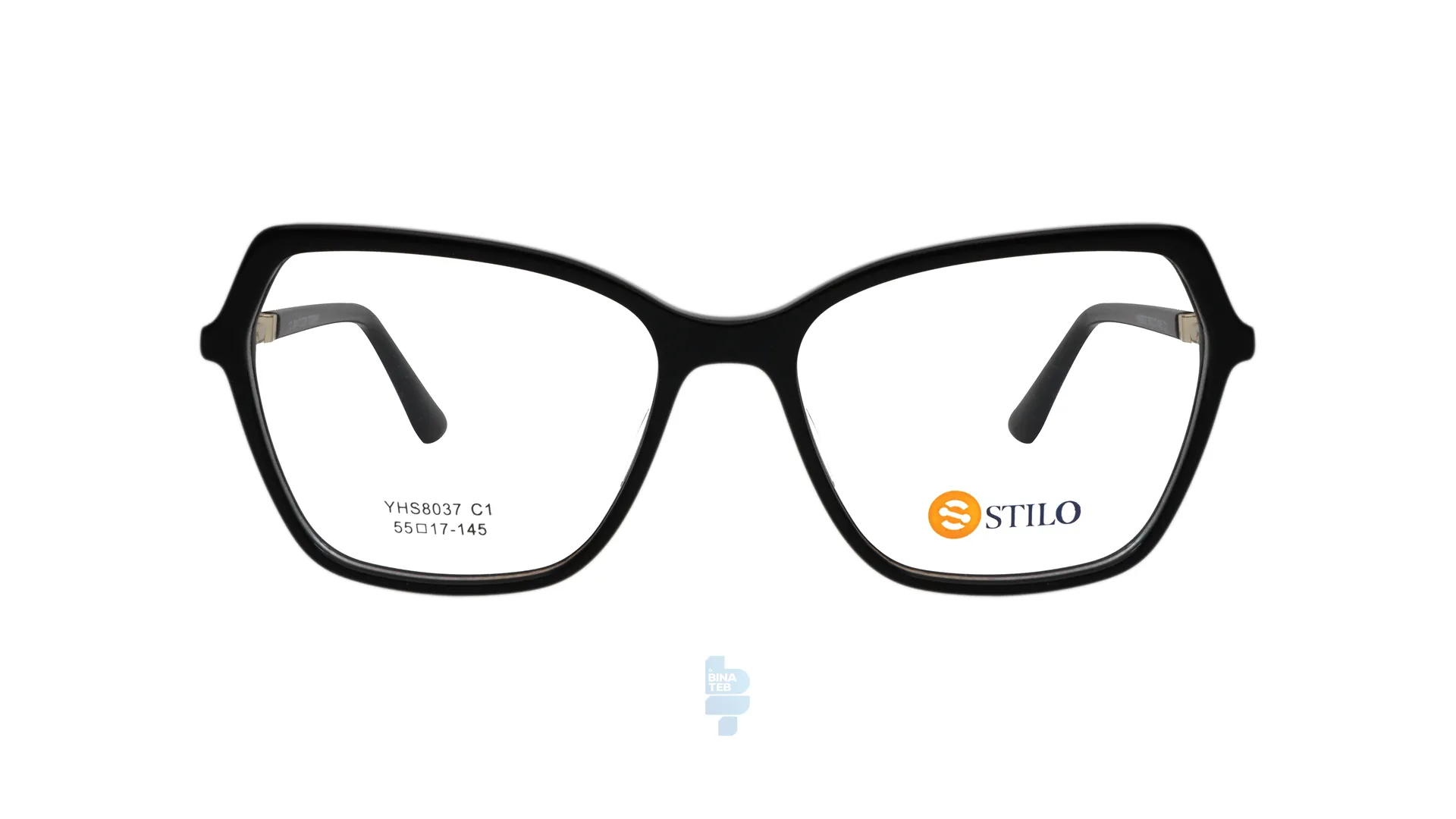 فریم عینک طبی STILO زنانه با شکل گوشه دار به رنگ مشکی و کد ST-YHS8037