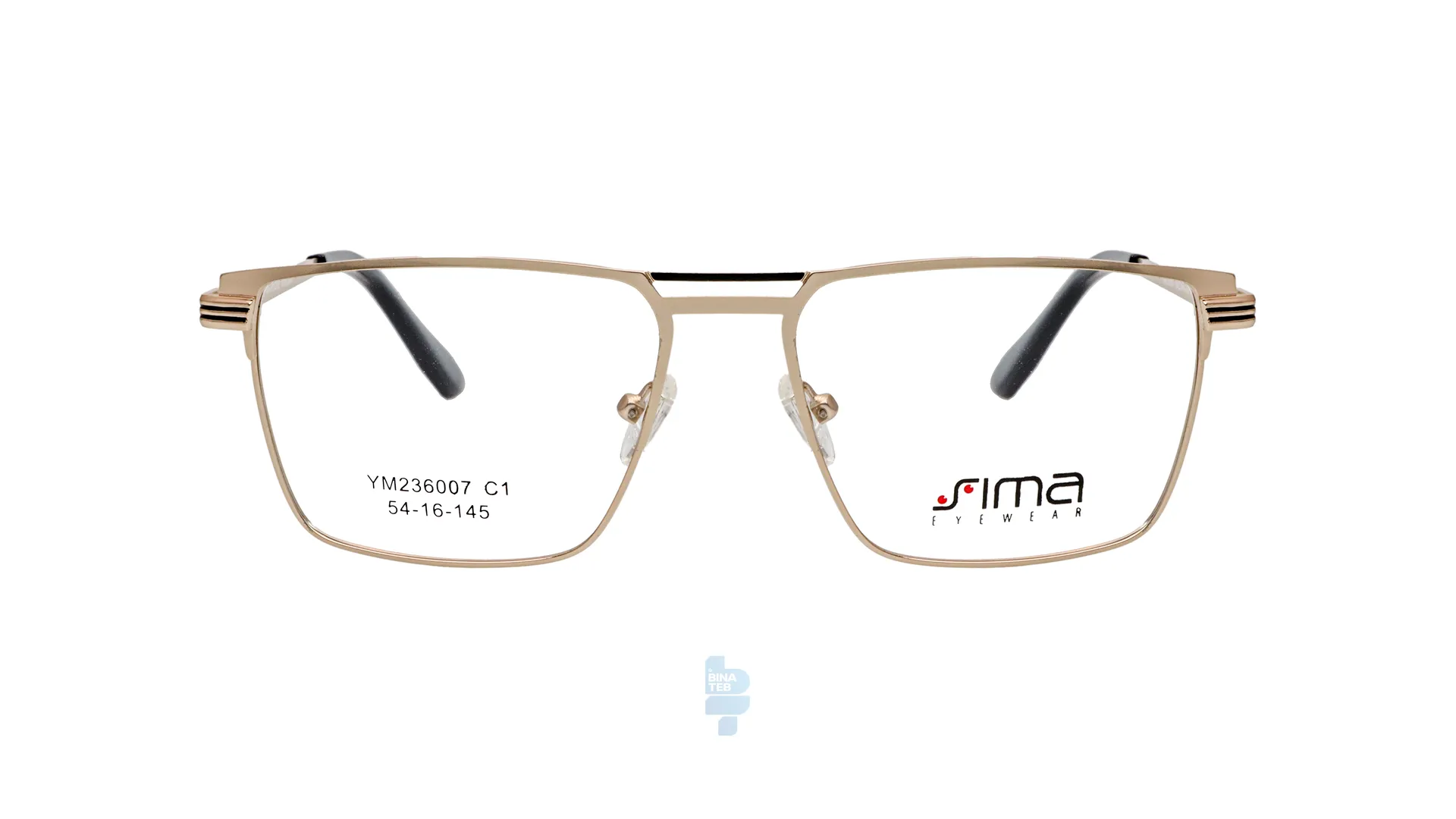 12949-1 فریم عینک طبی Simaa مردانه با شکل مستطیل به رنگ طلایی و کد S-YM236007