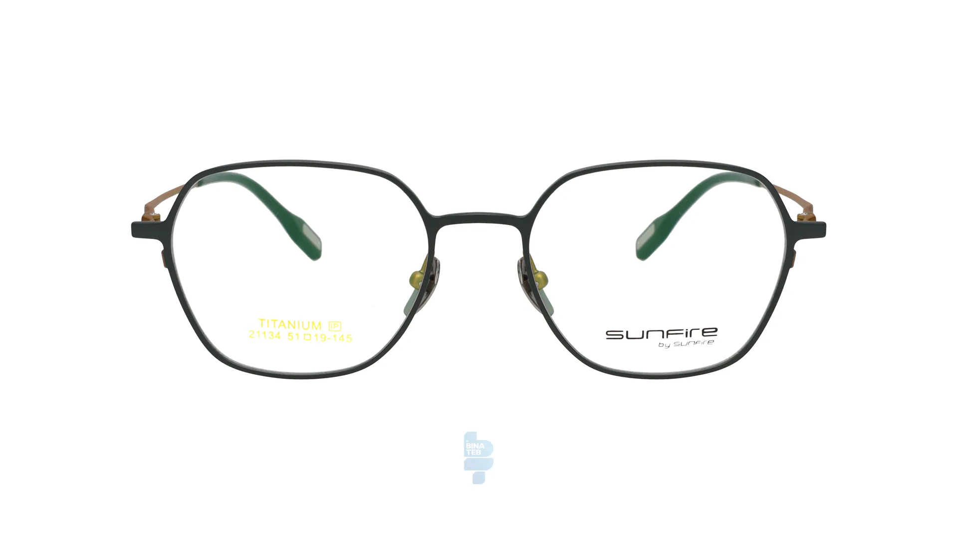 فریم عینک طبی Sun fire مردانه با شکل چند ضلعی به رنگ سبز و کد SF-21134