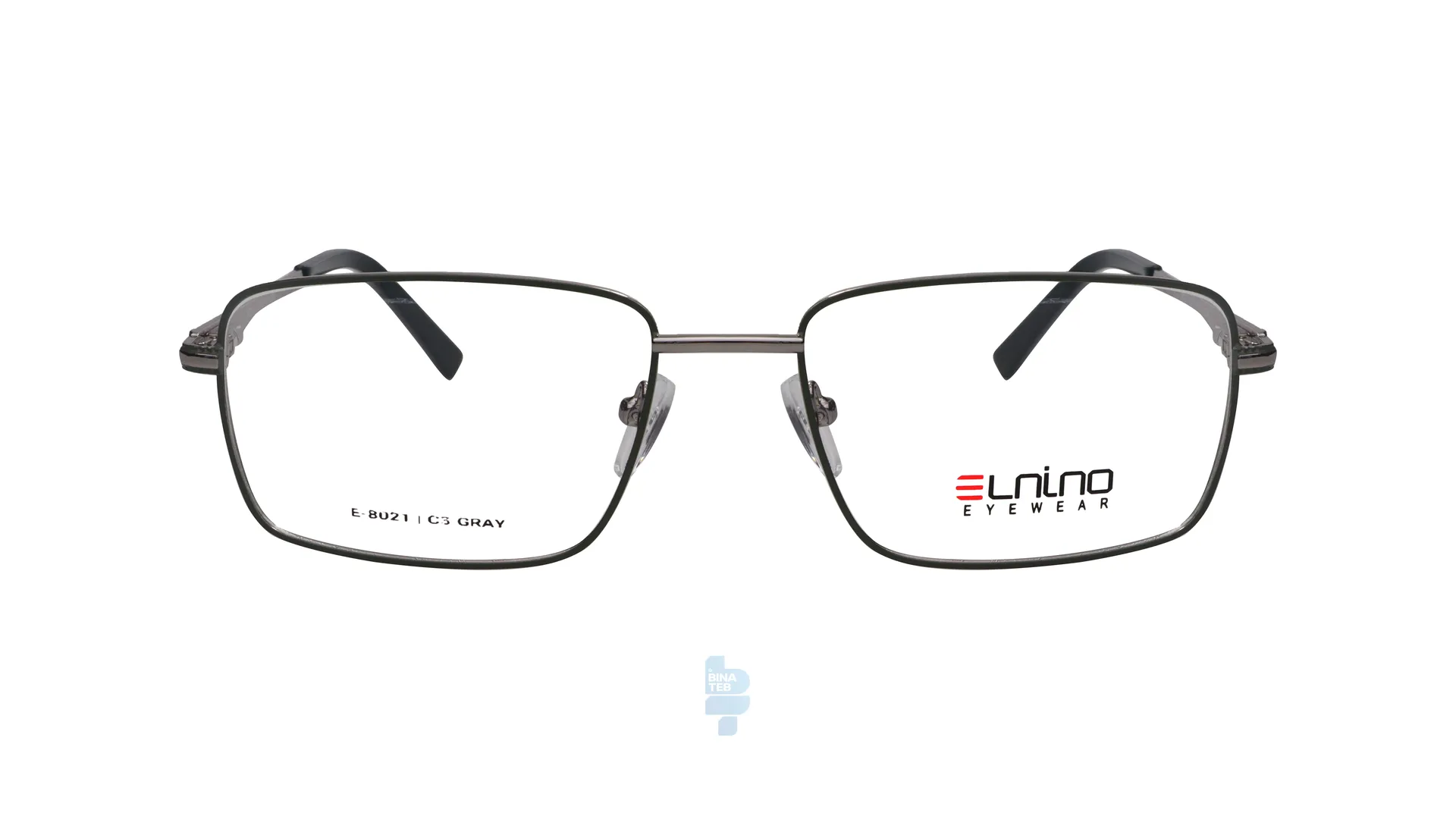 13310-1 فریم عینک طبی Elnino مردانه با شکل مستطیل به رنگ نوک مدادی و کد E-8021