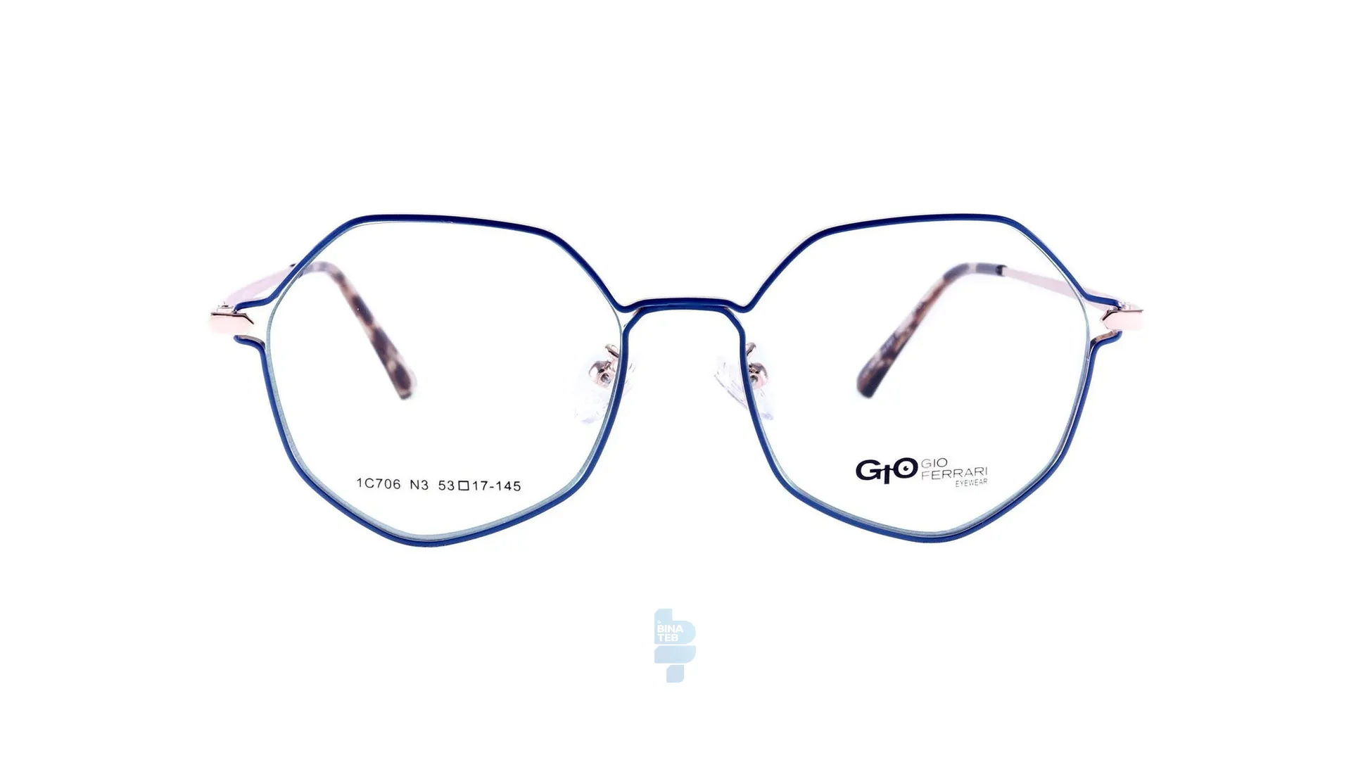 3191-1 فریم عینک طبی Gioferrari زنانه با شکل چند ضلعی به رنگ آبی و کد G-LC706