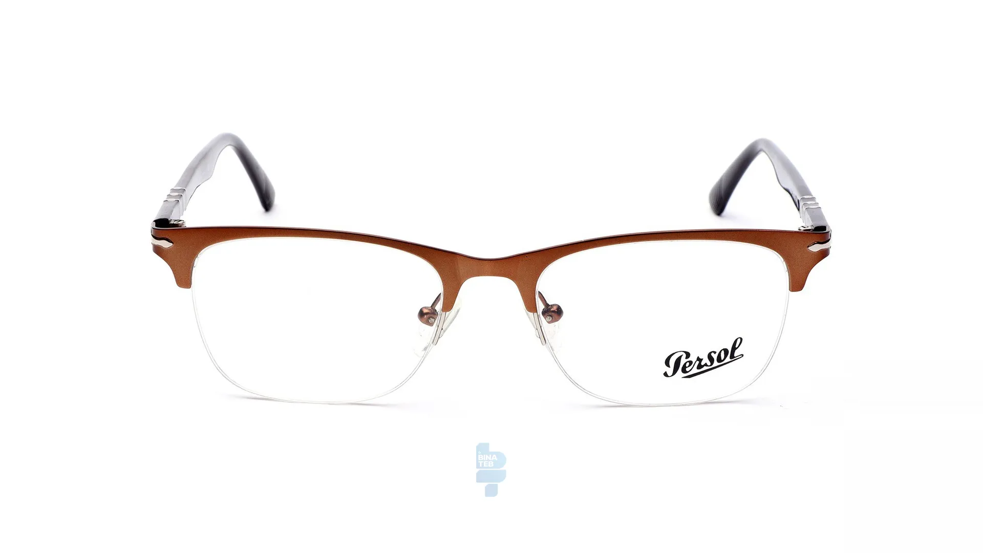 3555-1 فریم عینک طبی PERSOL مردانه با شکل مستطیل به رنگ قهوه ای و کد PER-4196A
