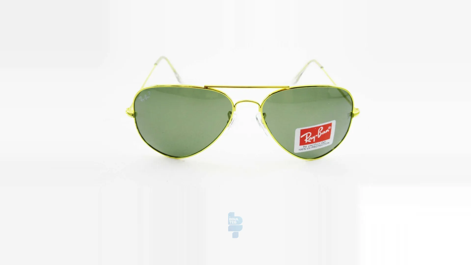 فریم عینک آفتابی RAYBAN مردانه با شکل تخم مرغی به رنگ طلایی و کد RB-3025UVL