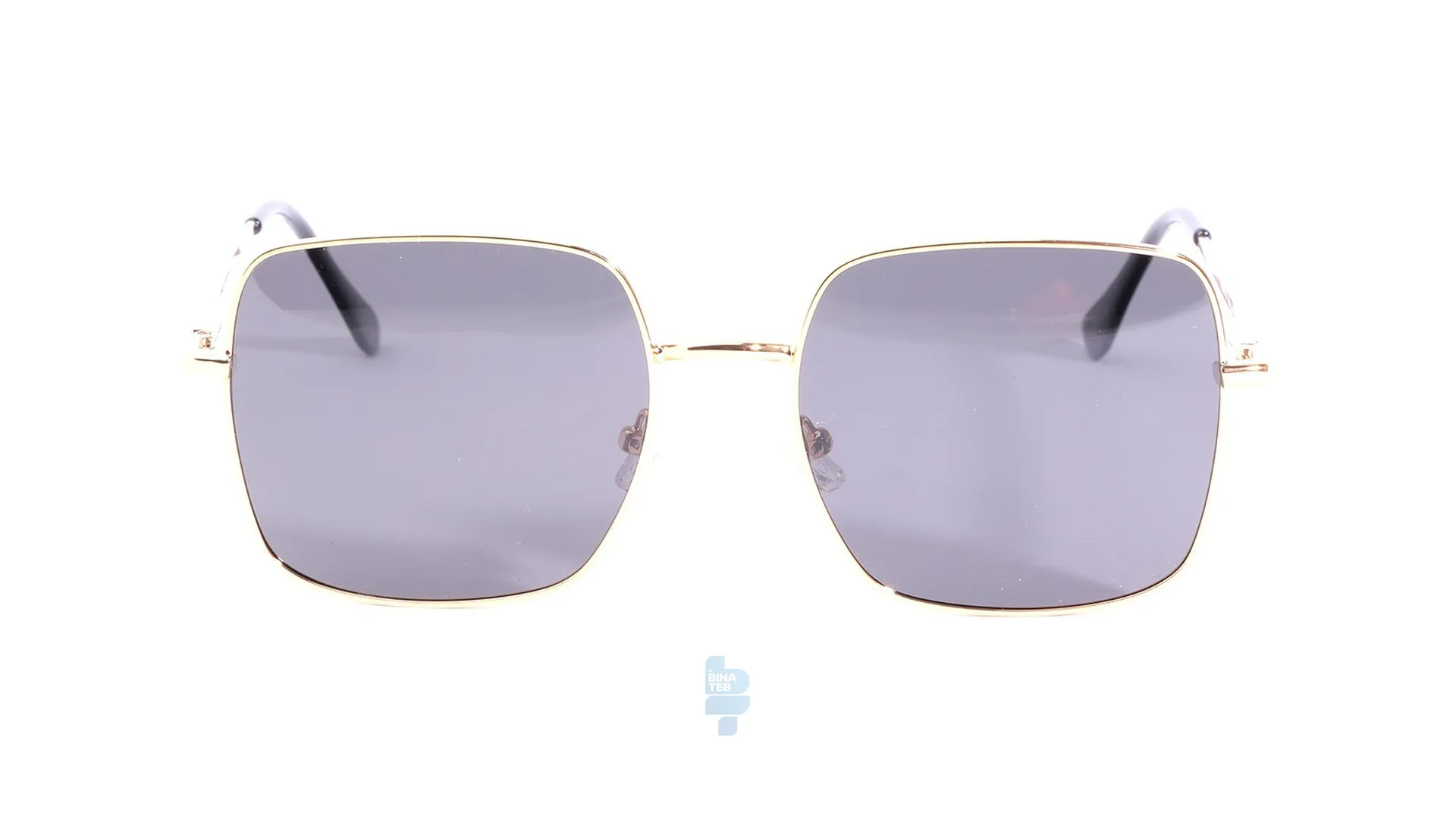 فریم عینک آفتابی RAYBAN مردانه با شکل مستطیل به رنگ طلایی و کد RB-VT8006