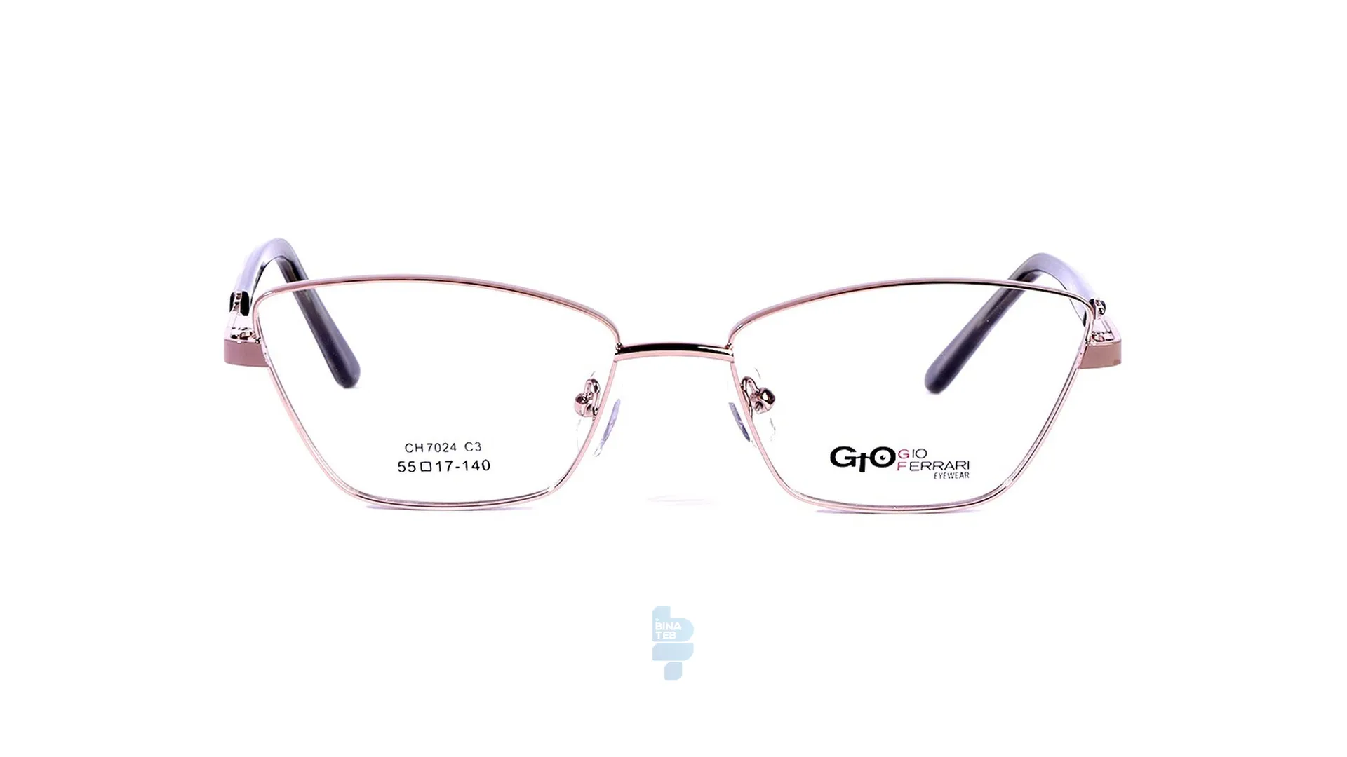 9586-1 فریم عینک طبی Gioferrari زنانه با شکل گوشه دار به رنگ طلایی و کد G-CH7024