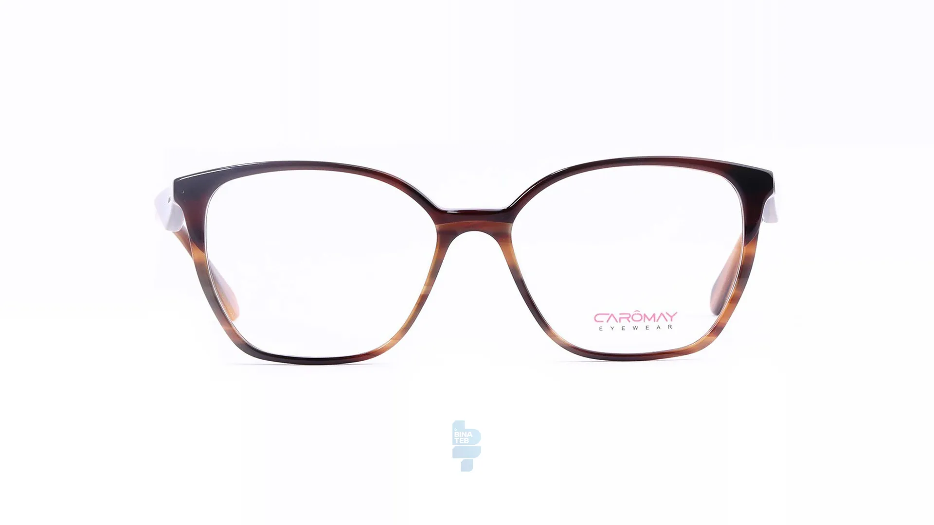 فریم عینک طبی Caromay زنانه با شکل گوشه دار به رنگ قهوه ای و کد C-12628W